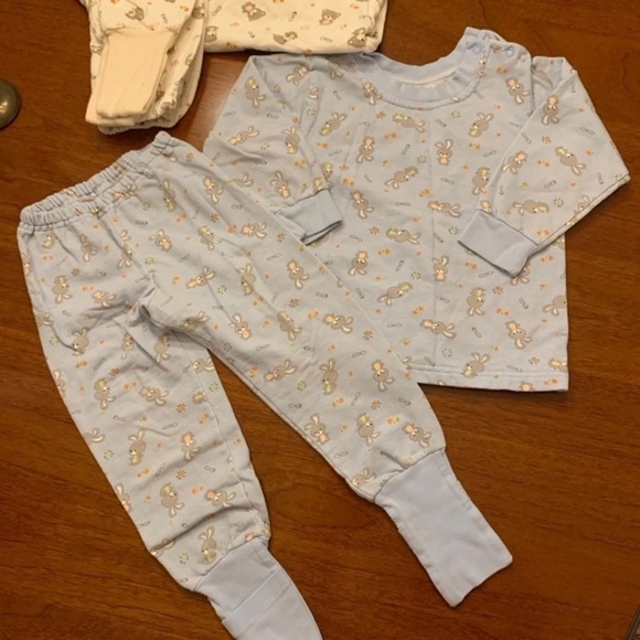 Kids warm cotton pajamas sets, blue/beige, 24m - Picture 5 of 6